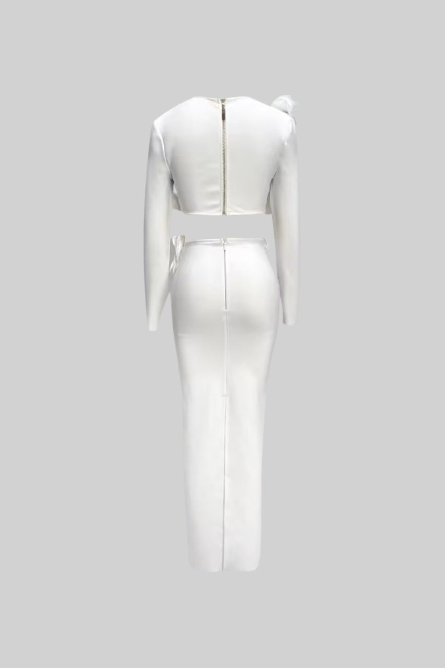 İki Parçalı Çiçek Detaylı Üst ve Maksi Etek