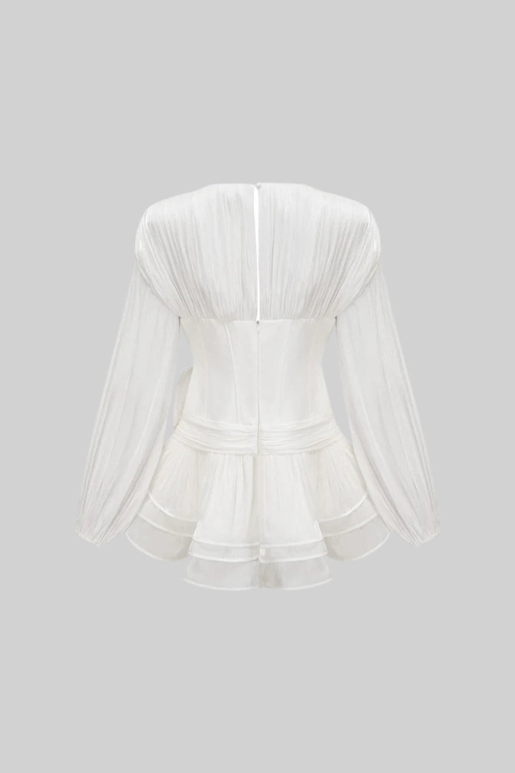 Korse Stili Gövdeli, Fırfır Etekli ve Kabarık Kollu Elbise