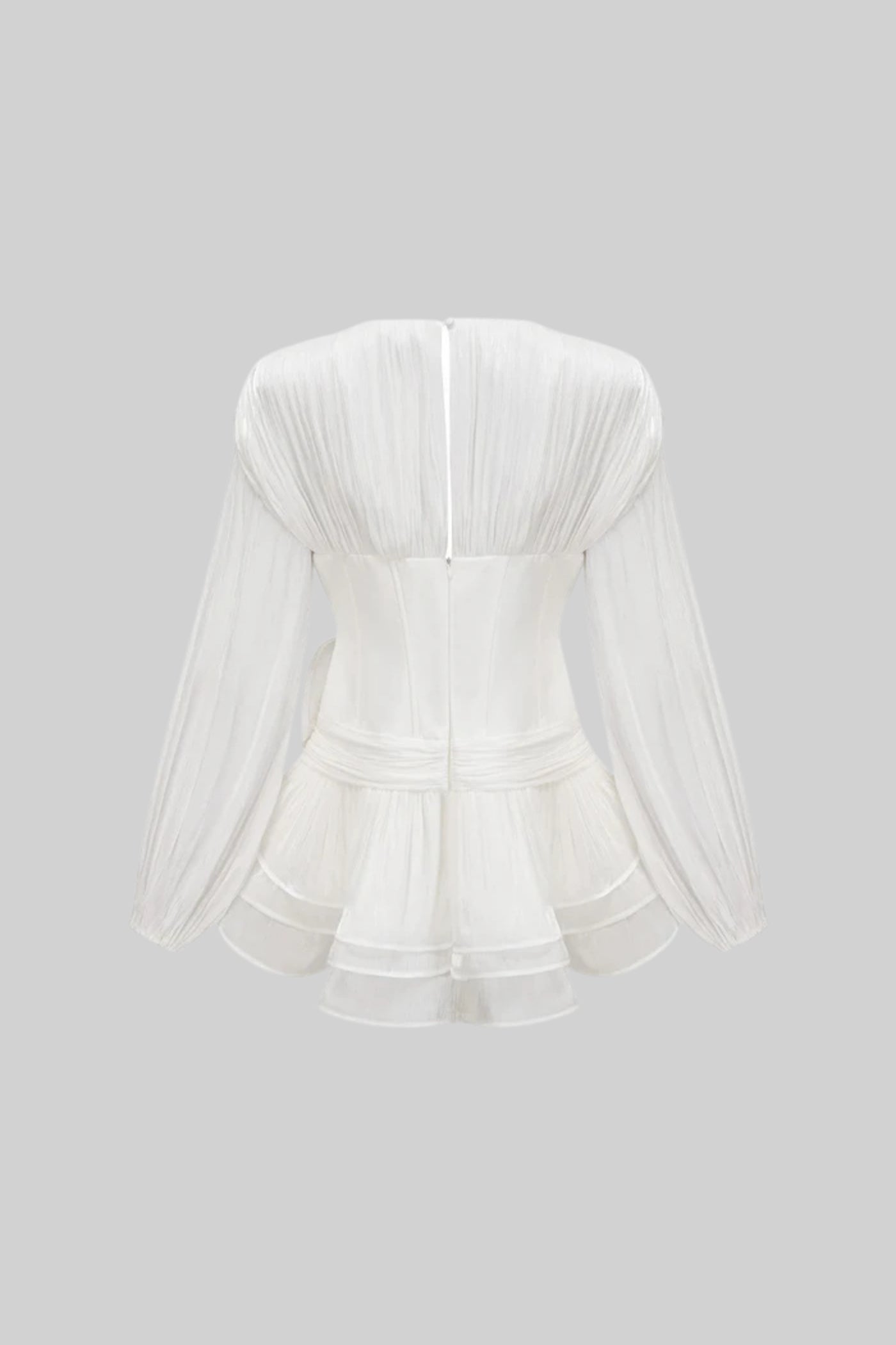 Korse Stili Gövdeli, Fırfır Etekli ve Kabarık Kollu Elbise