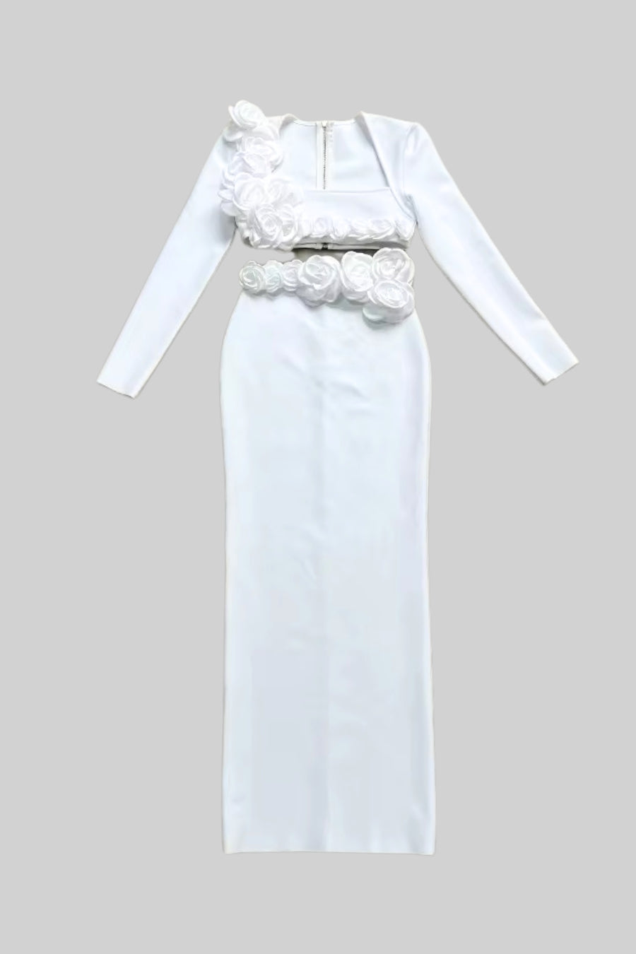 İki Parçalı Çiçek Detaylı Üst ve Maksi Etek