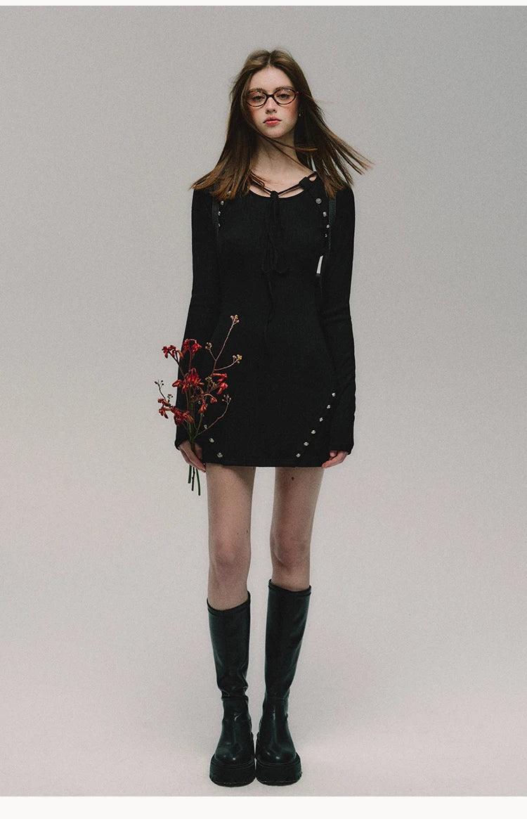 Zarif Siyah Örgü Elbise