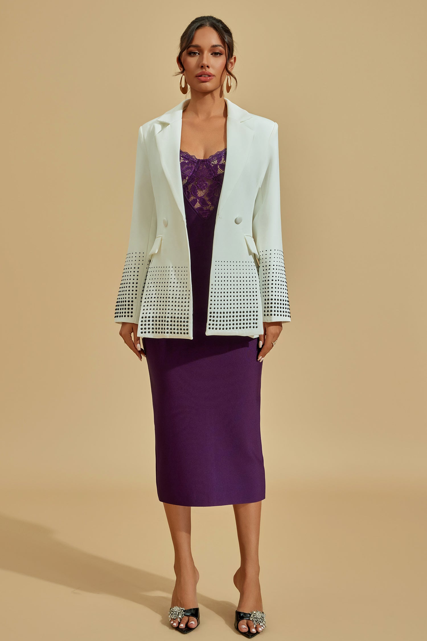 Beyaz Süslemeli Blazer