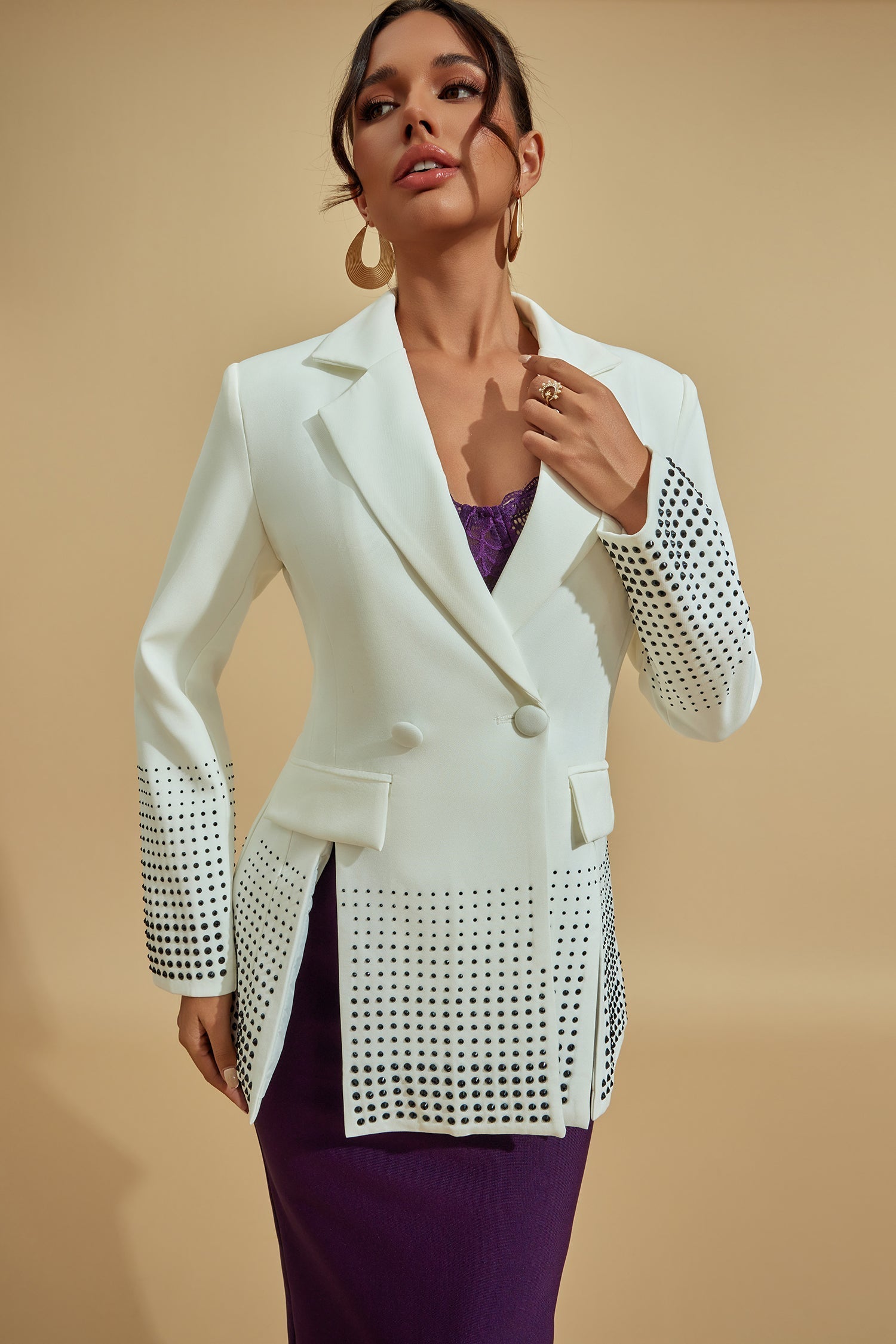 Beyaz Süslemeli Blazer