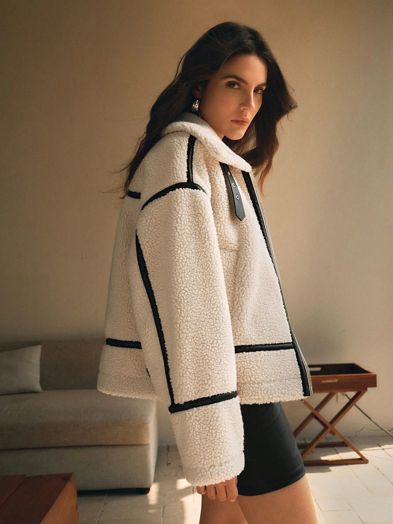 Suni Kürk Detaylı Ceket