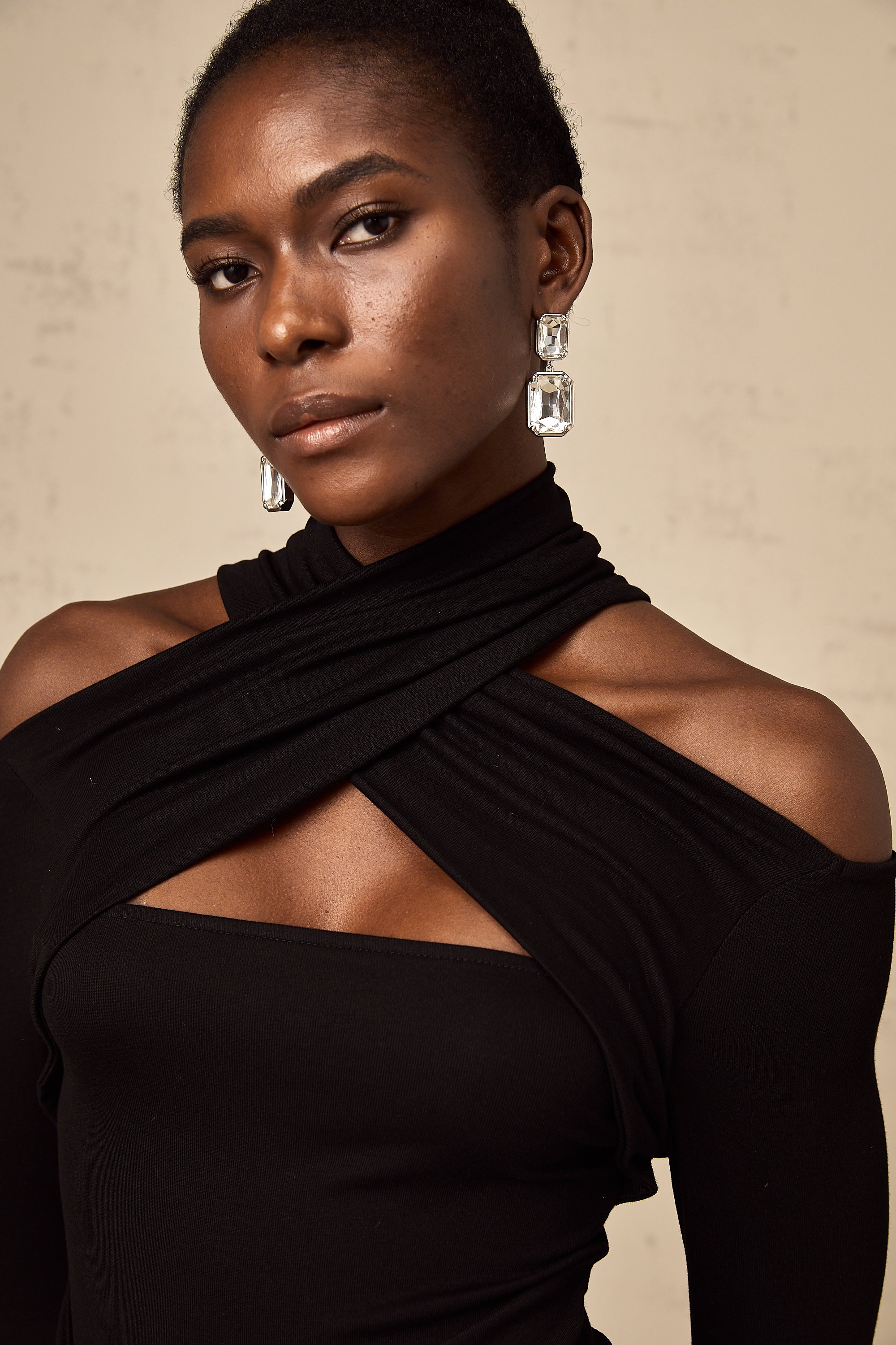 Odette siyah dantelli streç bluz