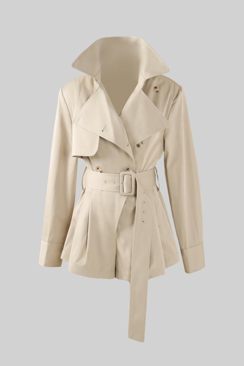 Beli Kuşaklı Kısa Trenç Ceket