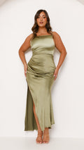 Ava Maxi Elbise - Zeytin Yeşili