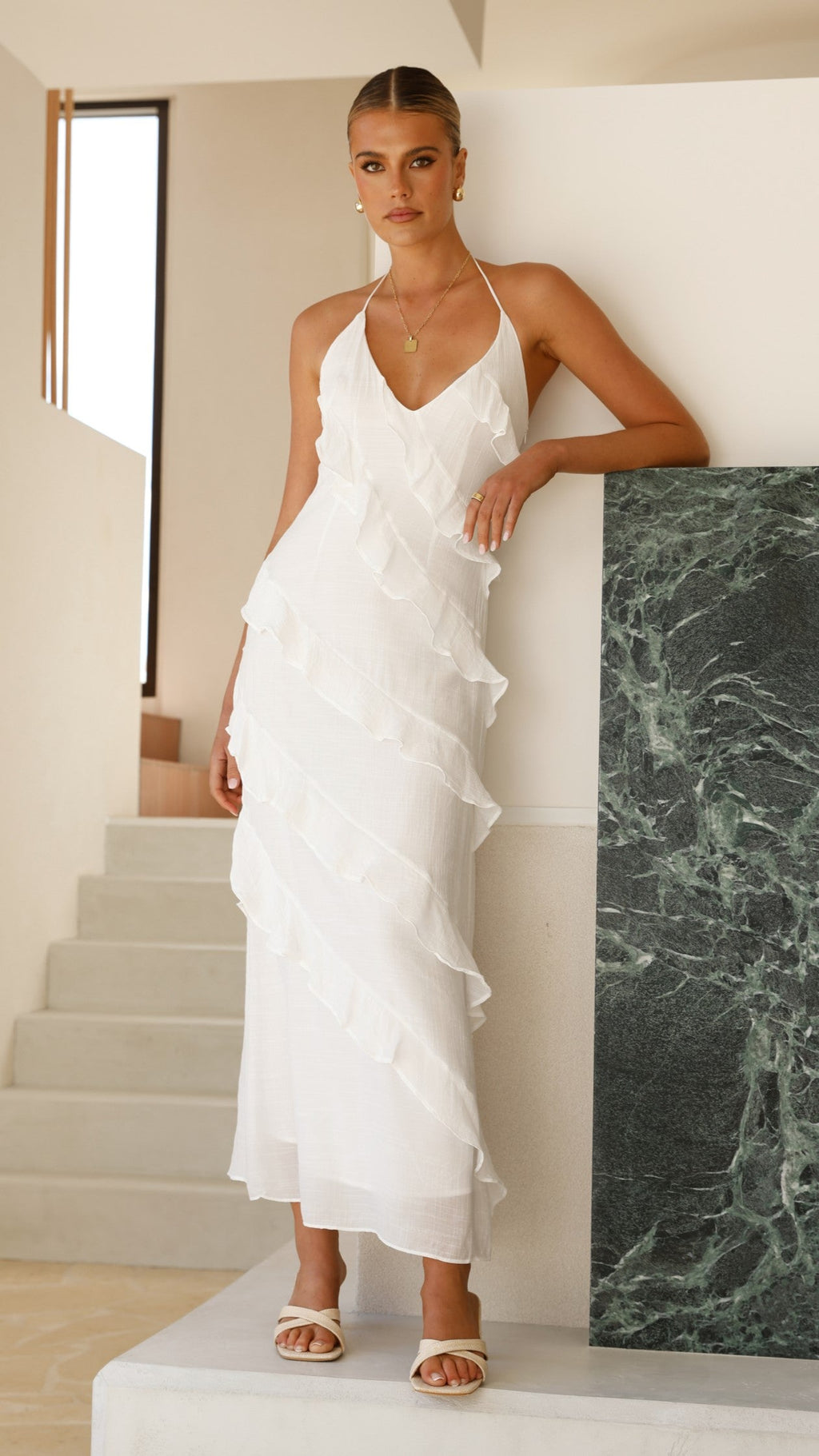 Sophia Maxi Elbise - Beyaz