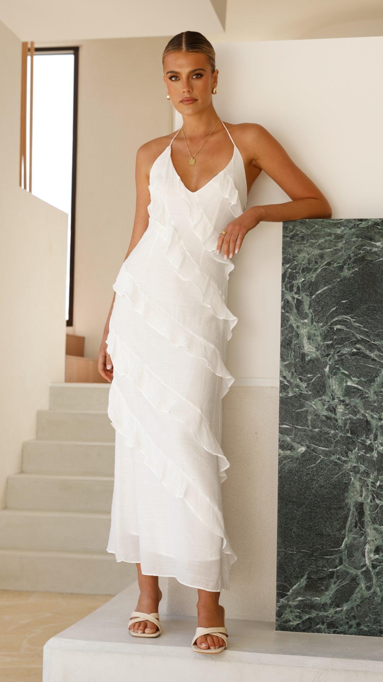 Sophia Maxi Elbise - Beyaz