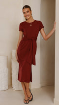 Valier Midi Elbise - Şarap