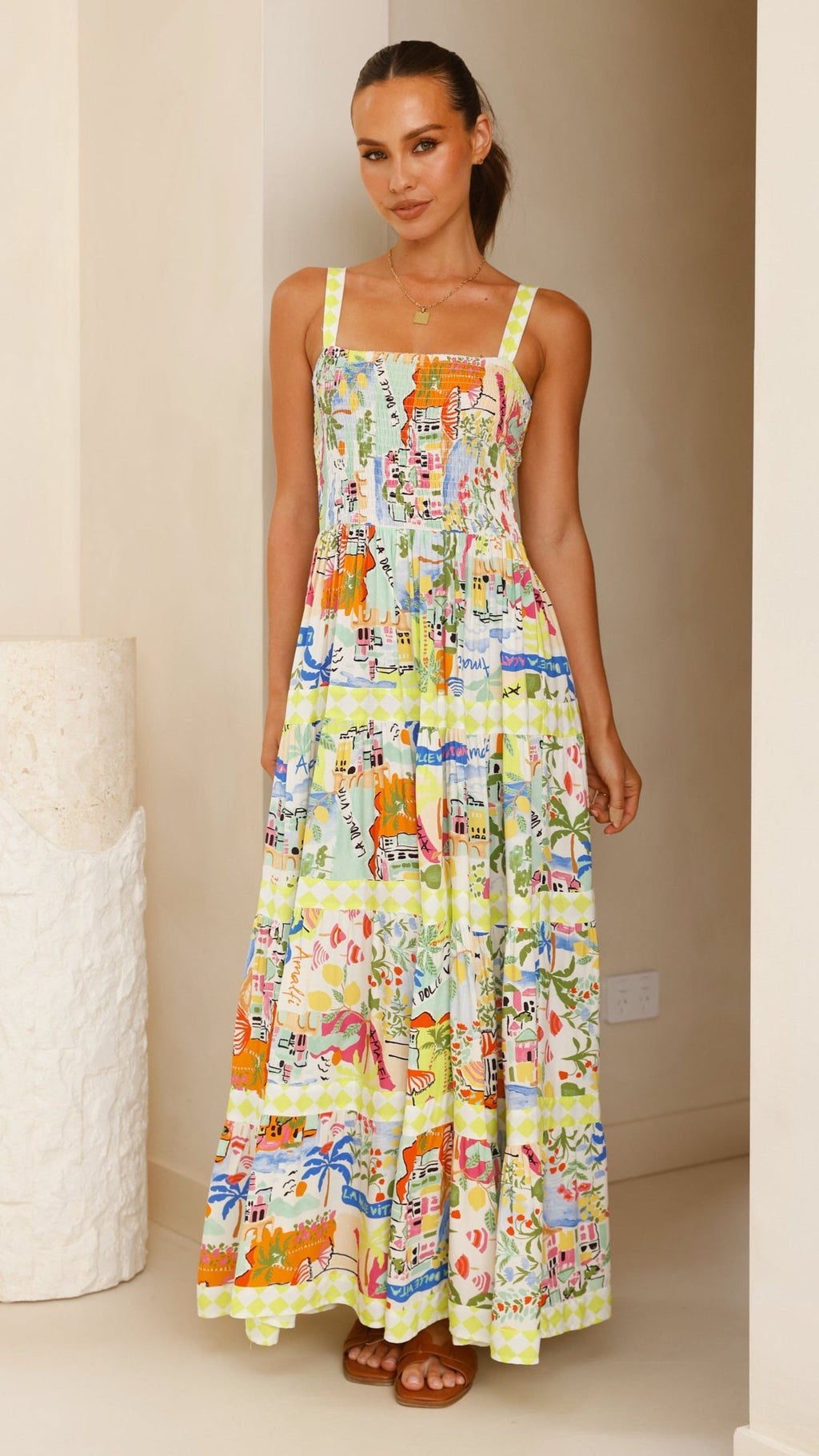 Tahn Maxi Elbise - La Dolce Vita Baskı