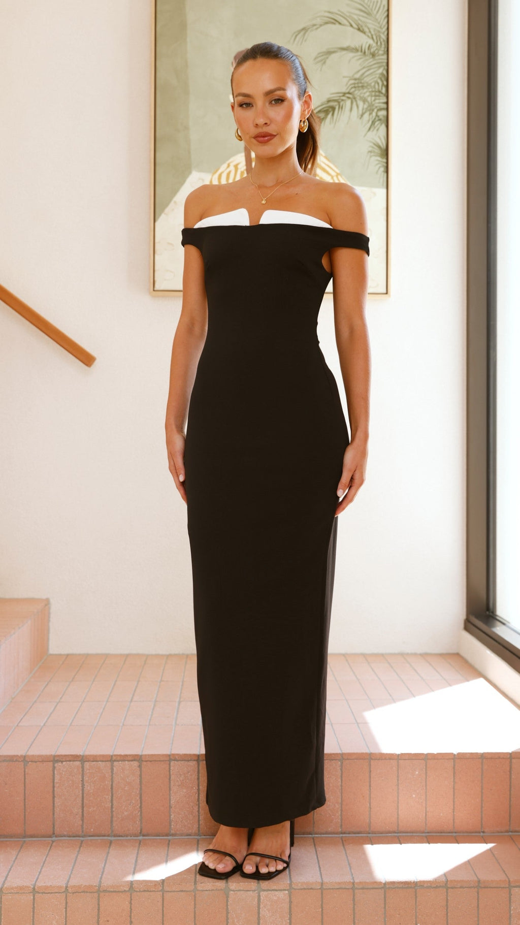 Talmai Maxi Elbise - Siyah / Beyaz