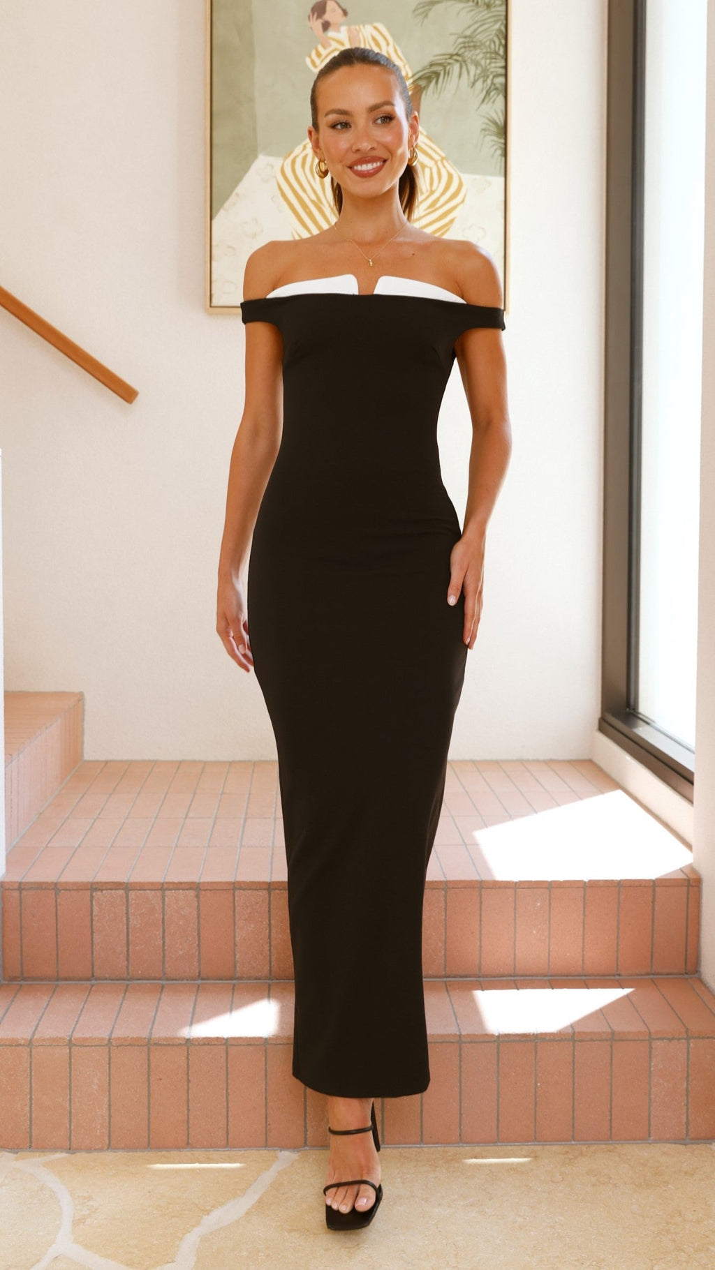 Talmai Maxi Elbise - Siyah / Beyaz