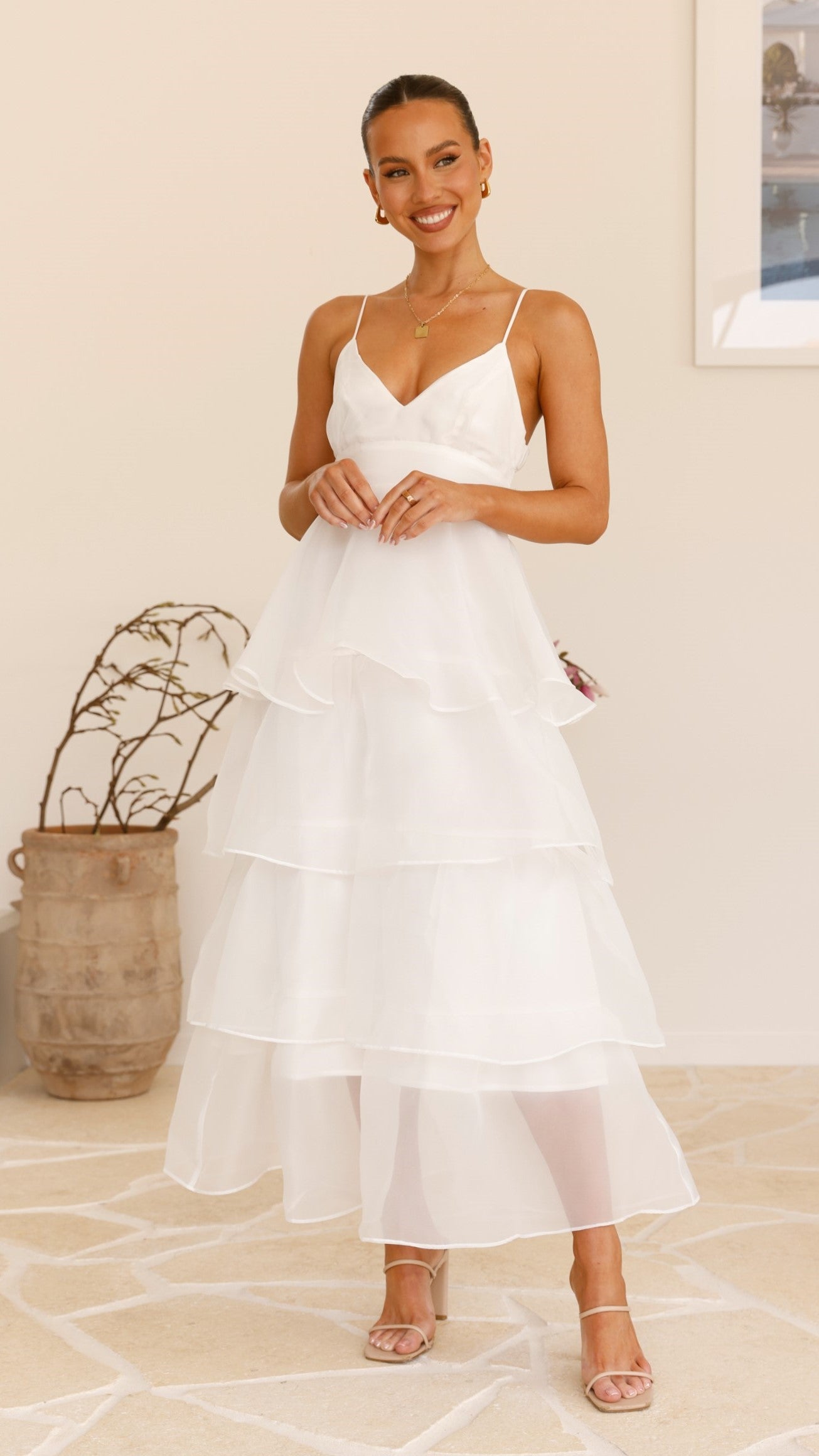 Shayla Maxi Elbise - Beyaz