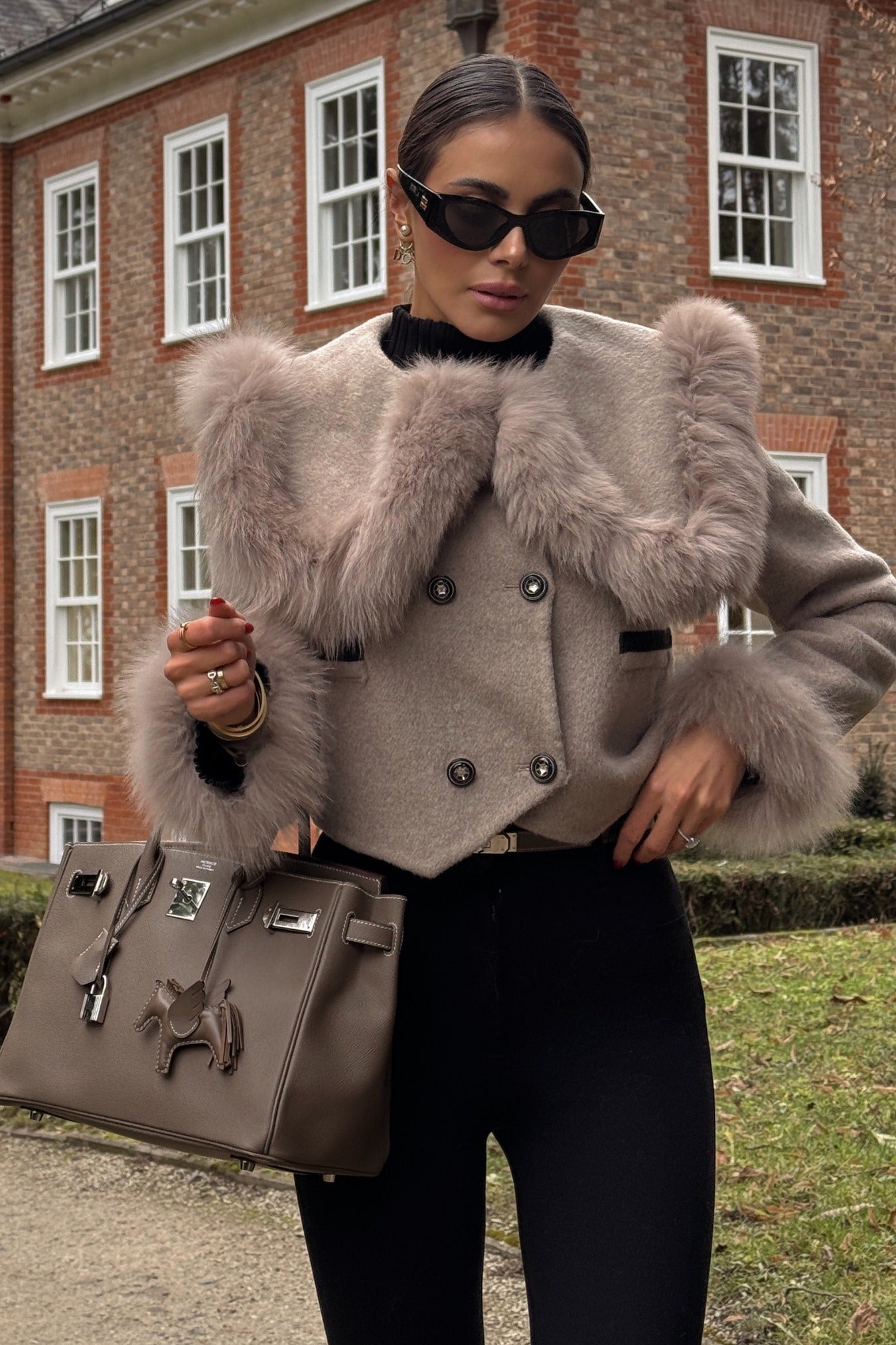 Kürk Yakalı Kısa Ceket