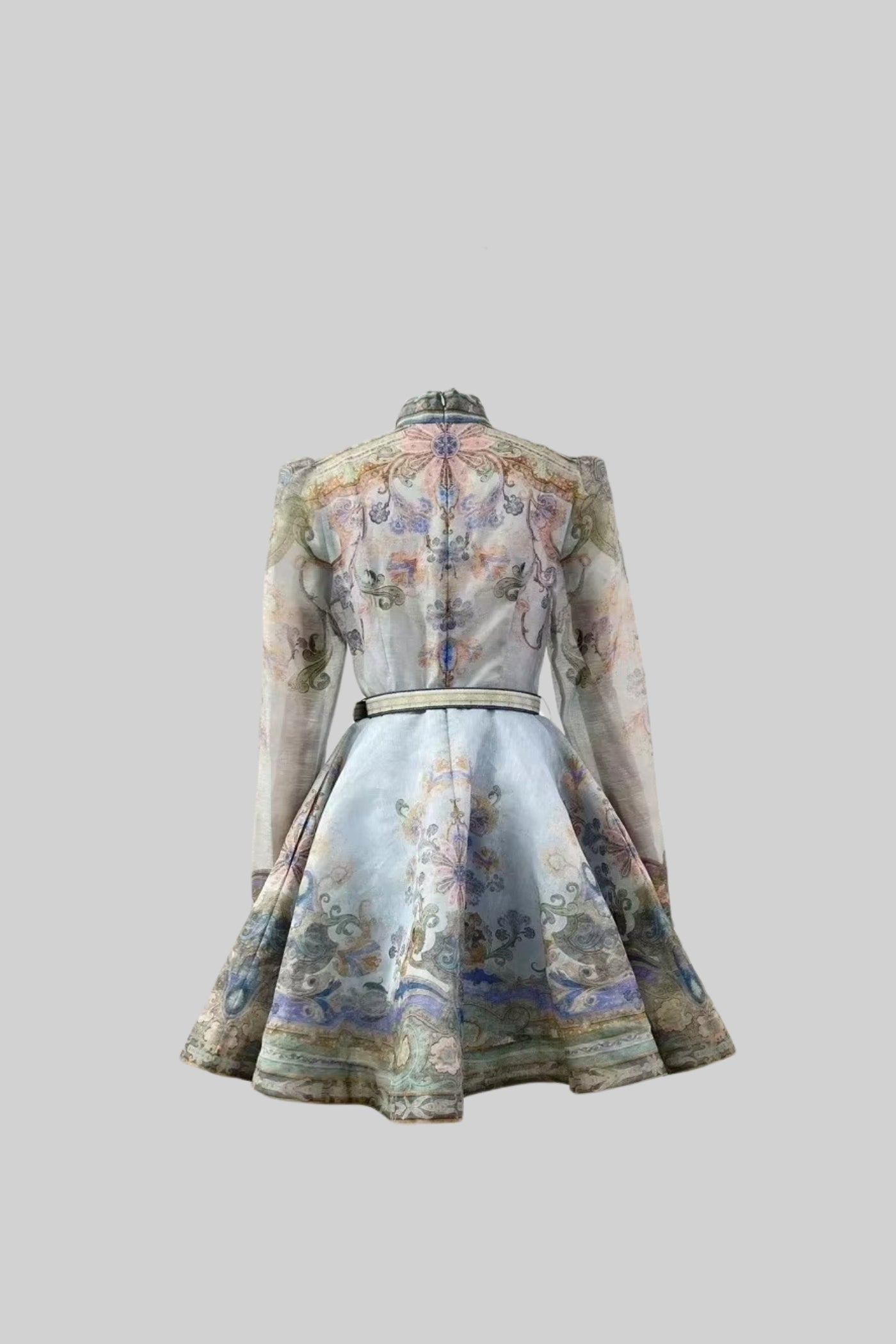 Vintage Çiçek Motifli Pastel Mini Elbise