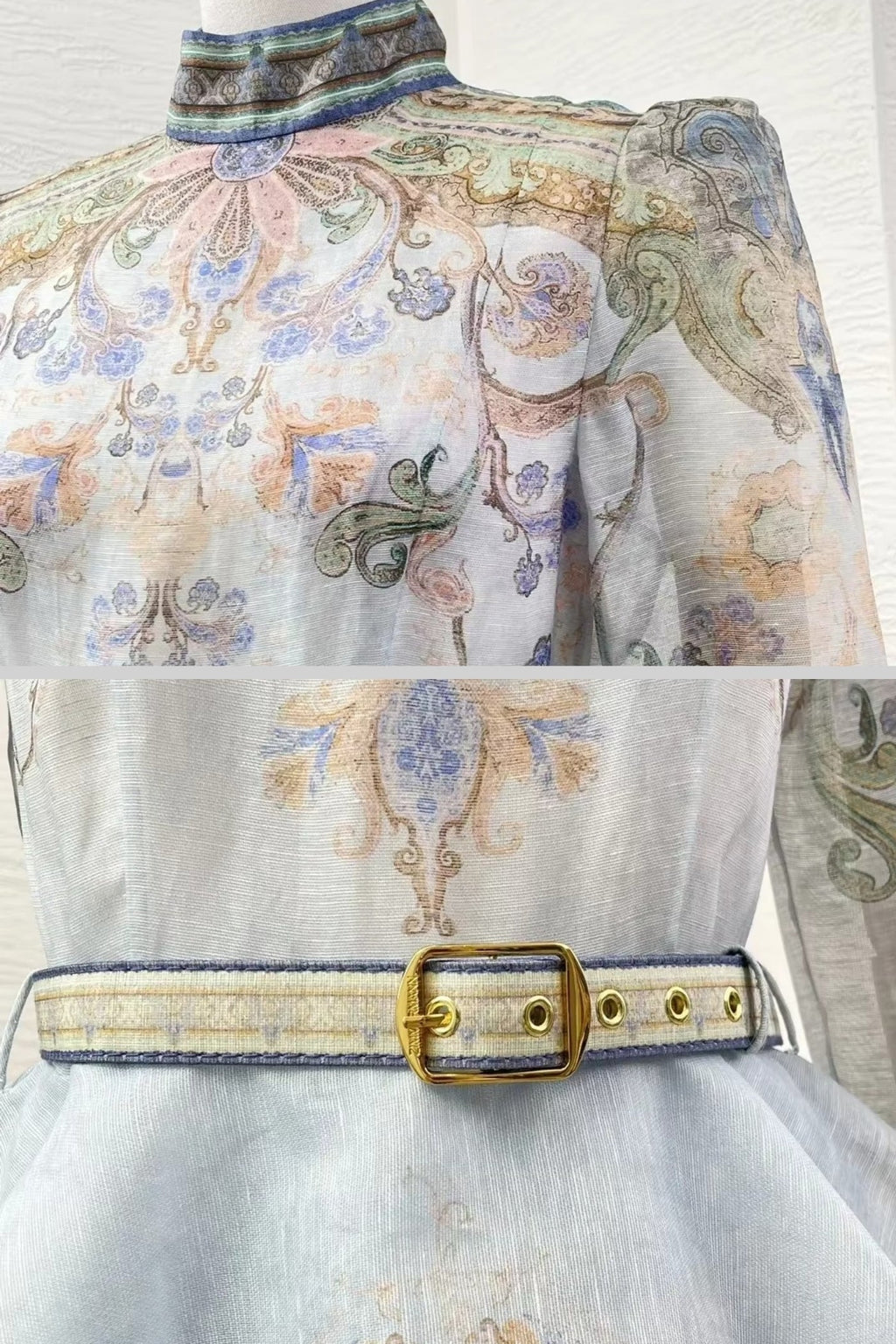 Vintage Çiçek Motifli Pastel Mini Elbise