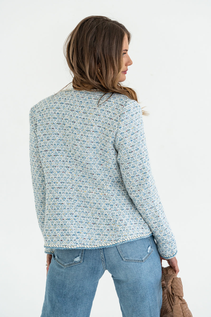 Uzun Kollu Tweed Düğmeli Ceket