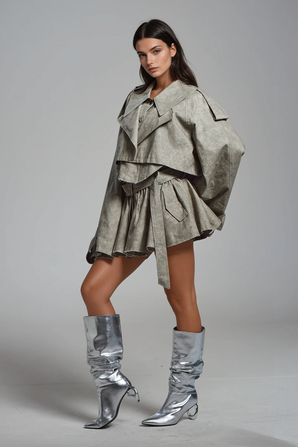 Desenli Dekonstrüksiyon Etek Takımı