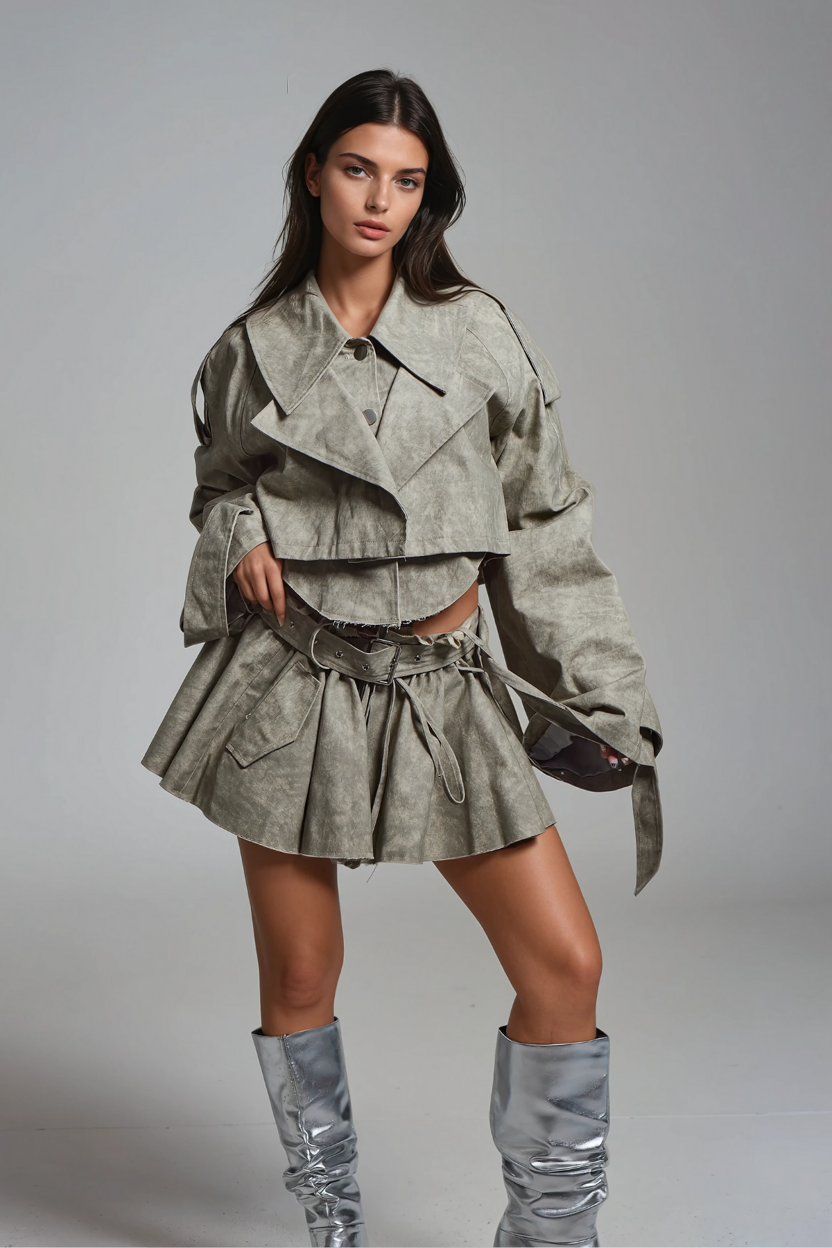 Desenli Dekonstrüksiyon Etek Takımı