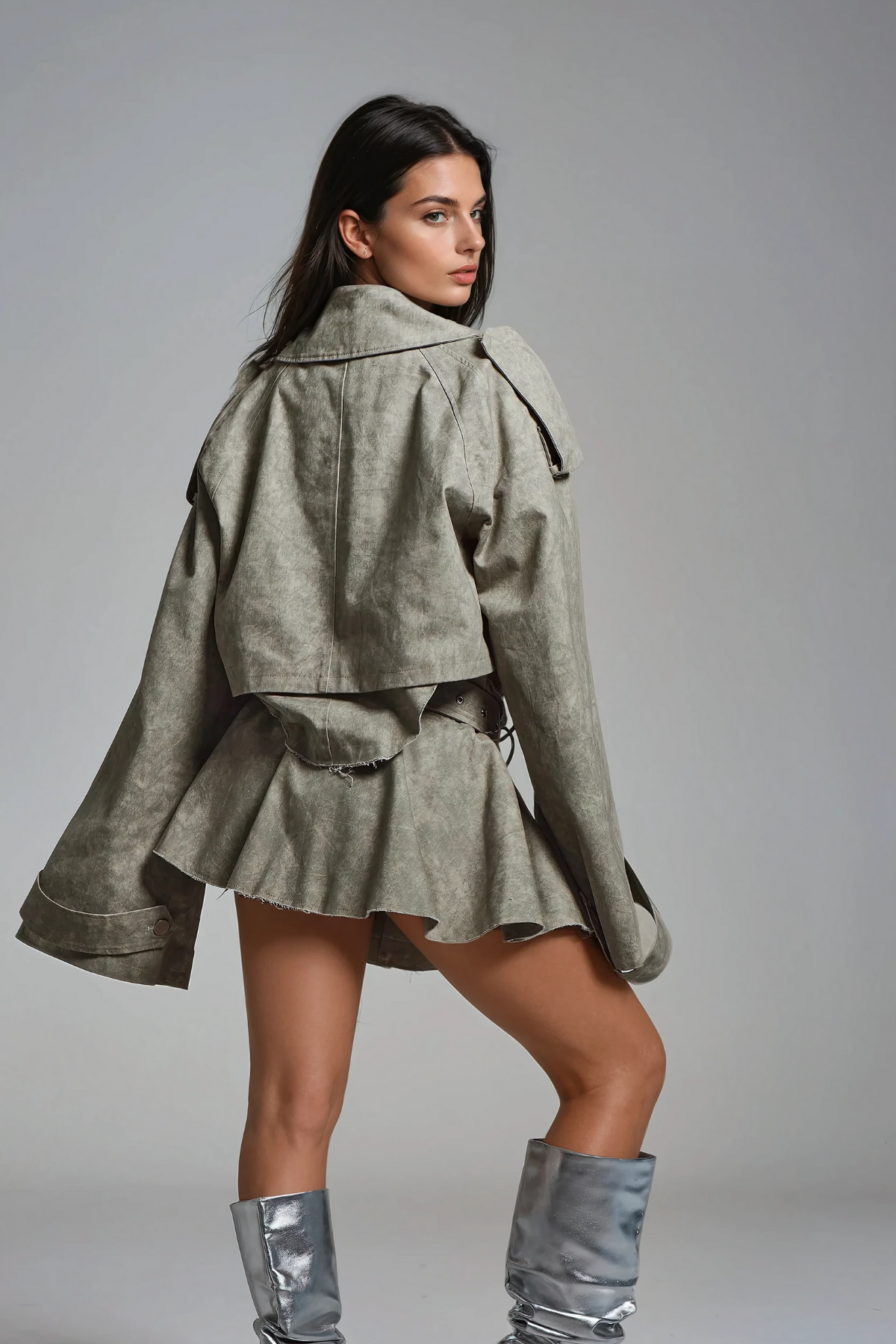 Desenli Dekonstrüksiyon Etek Takımı