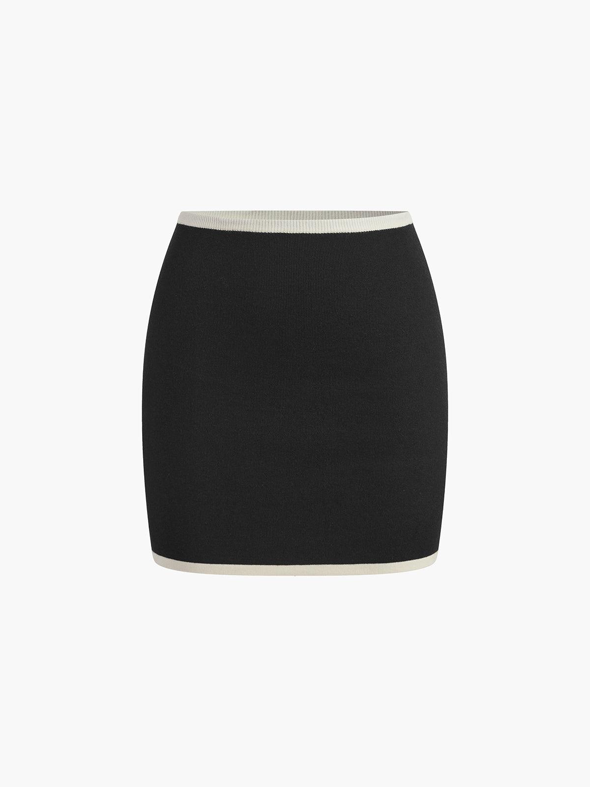Kontrast Kesimli Mini Etek Takım