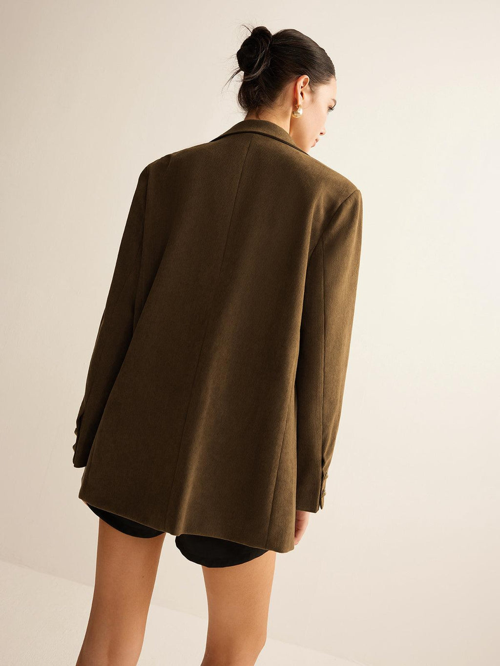 Haki Renk Oversize Blazer Ceket