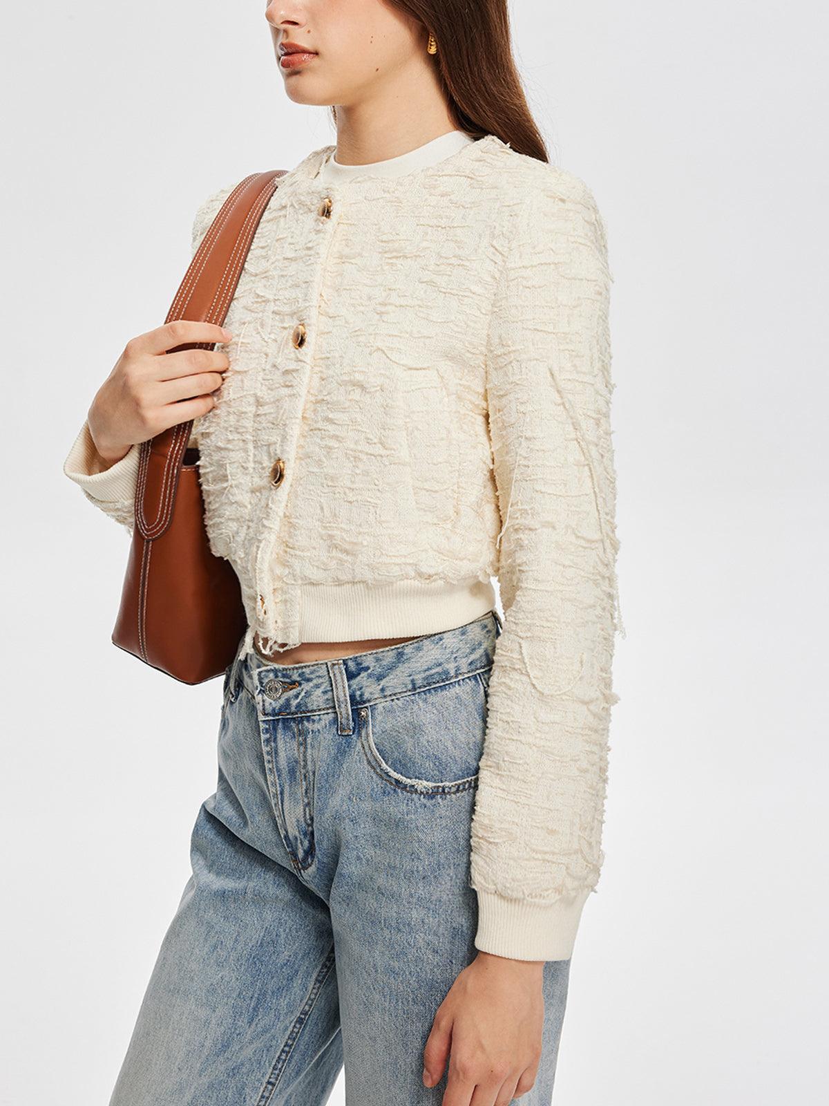 Textured Elegance Bomber Ceket