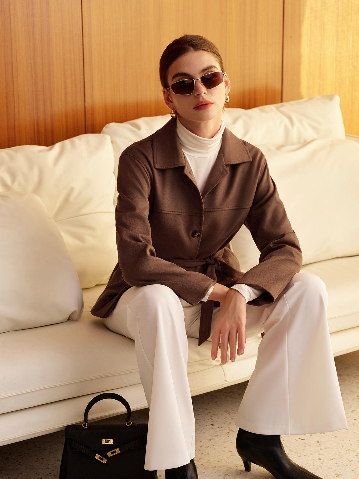 Melis Kahverengi Kuşaklı Ceket