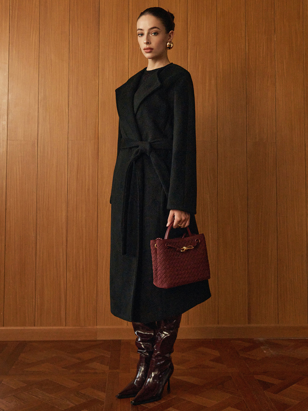 Eşarplı Çok Yönlü Kemerli Sıcak Tutan Kaban