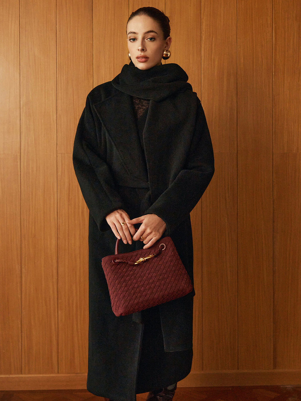 Eşarplı Çok Yönlü Kemerli Sıcak Tutan Kaban