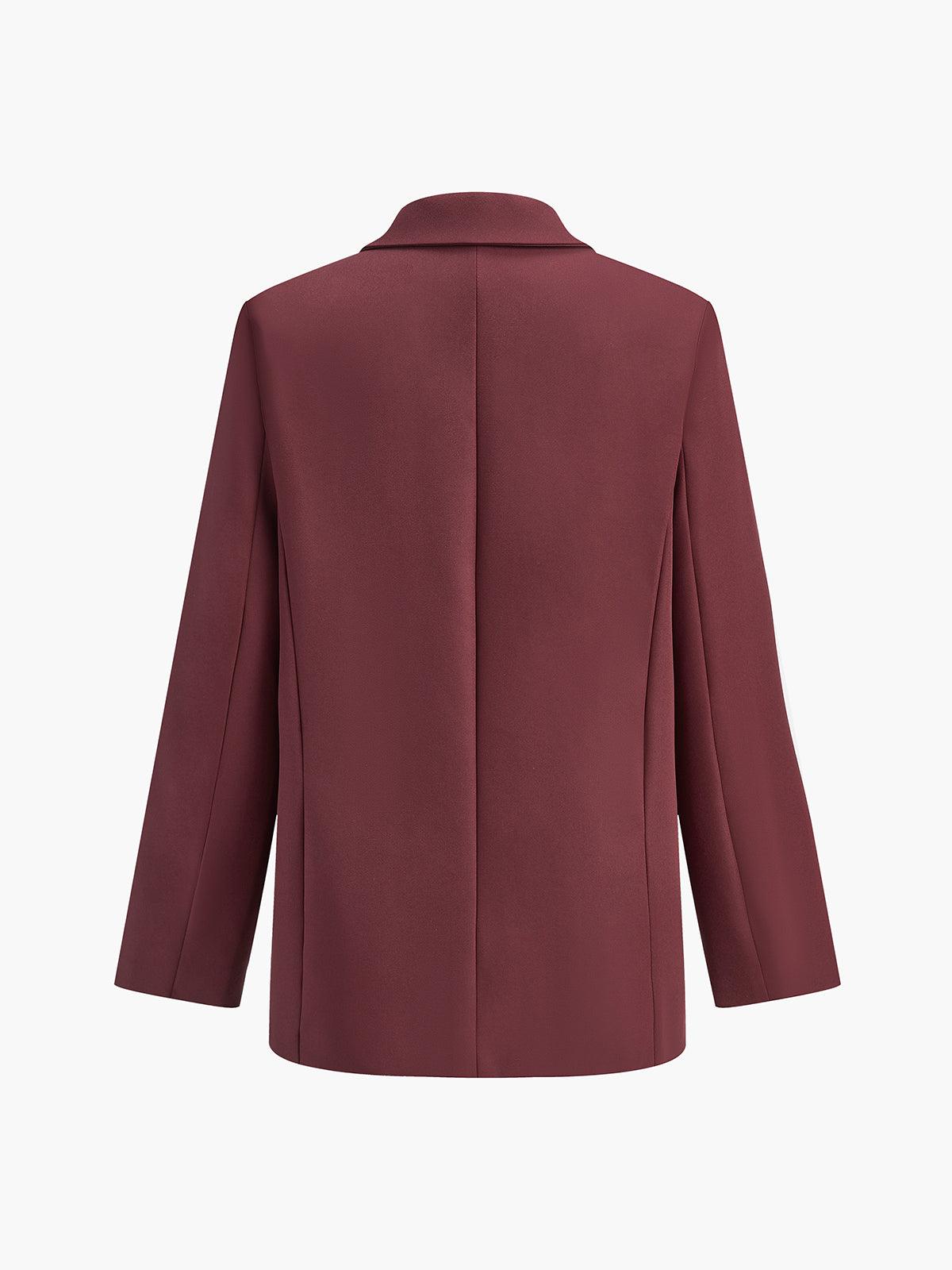 Çift Düğmeli Bordo Klasik Blazer Ceket