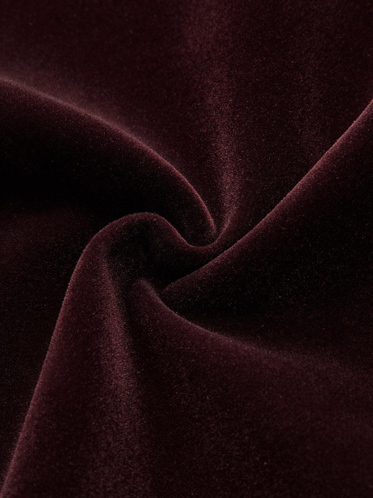 Bordo Kadife Düğme Detaylı Kısa Ceket