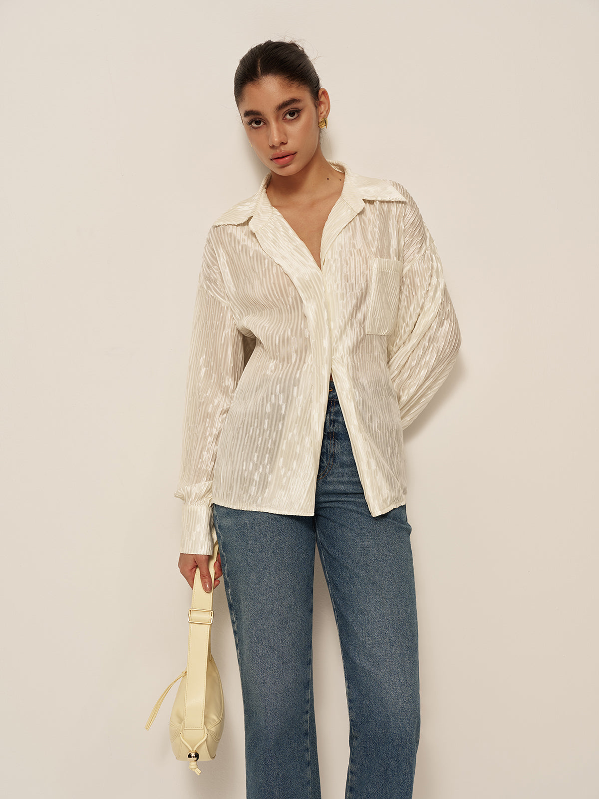 Şık Dokulu Yarı Şeffaf Bluz