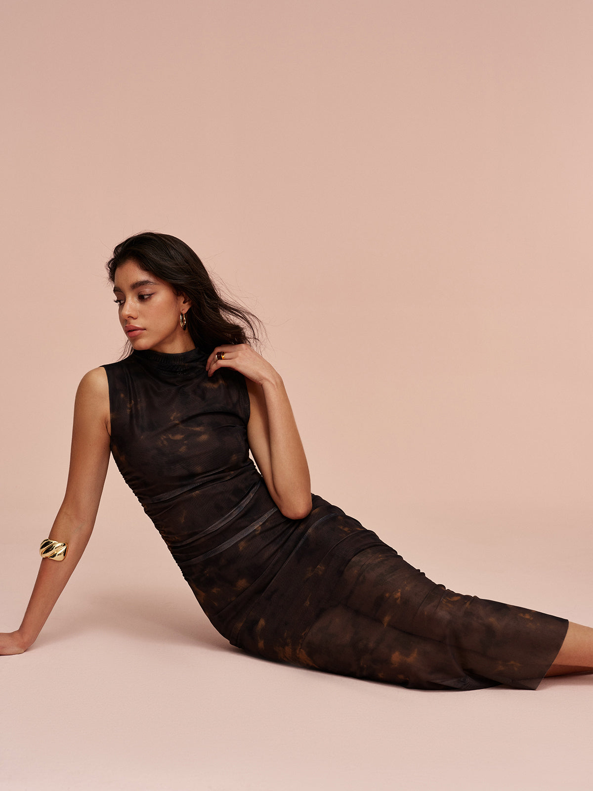 Astarlı Kolsuz File Elbise