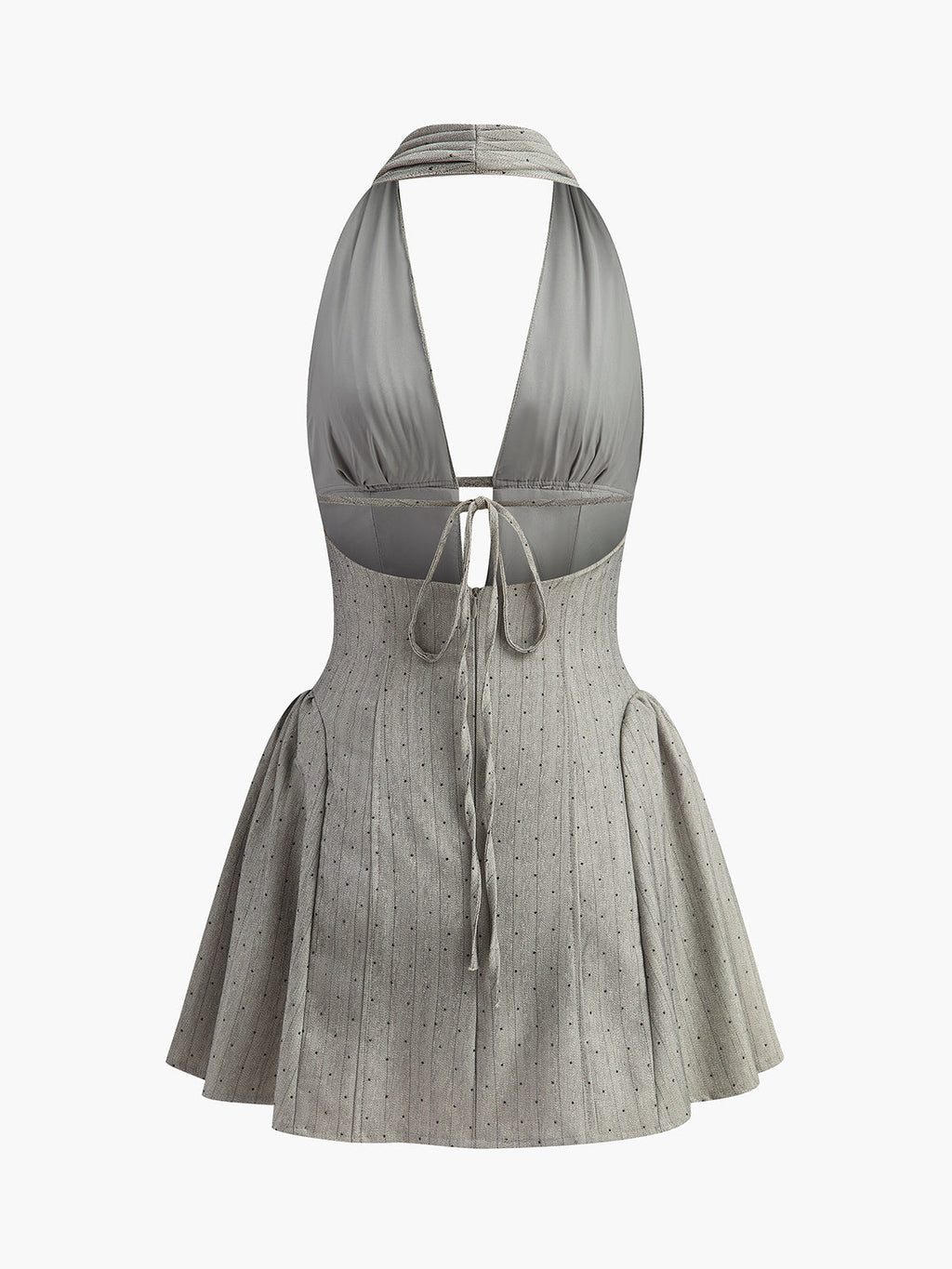 Şık Sırt Bağlamalı Sırt Dekolteli Plise Elbise