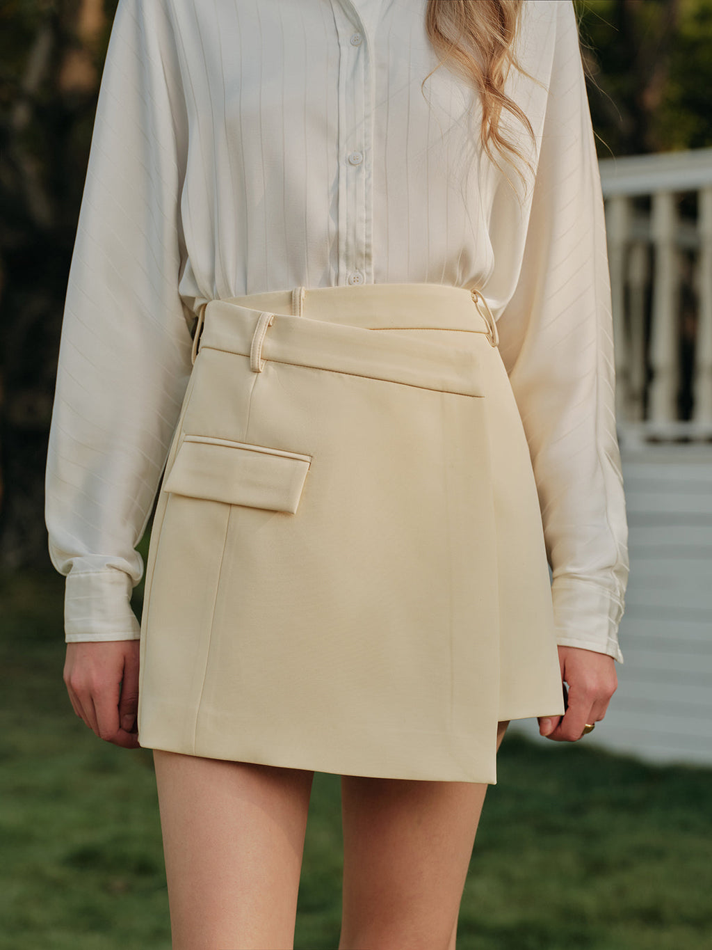 Şık Asimetrik Yüksek Bel Sarma Etek