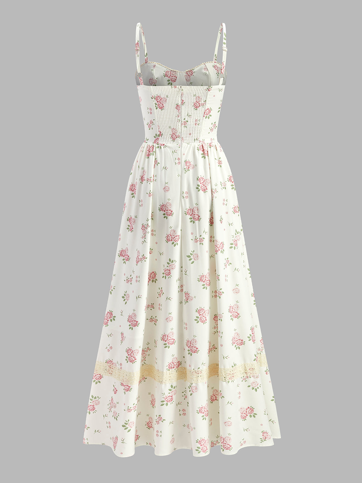 Şık Kalp Yaka Dantel Detaylı Çiçekli Elbise