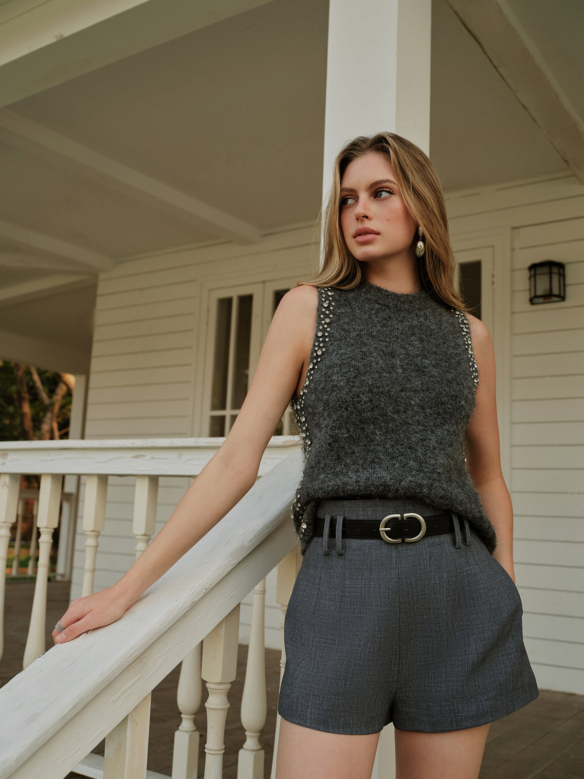 Şık Yün Karışımlı Boncuklu Kazak