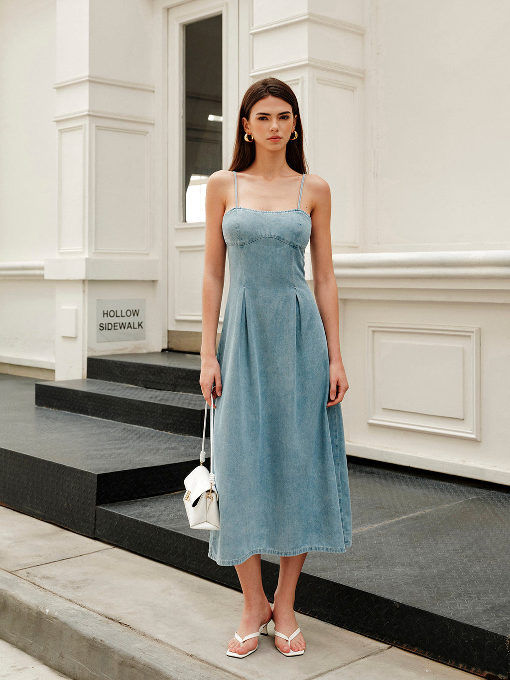 Şık Minimalist Fermuarlı Kot Elbise