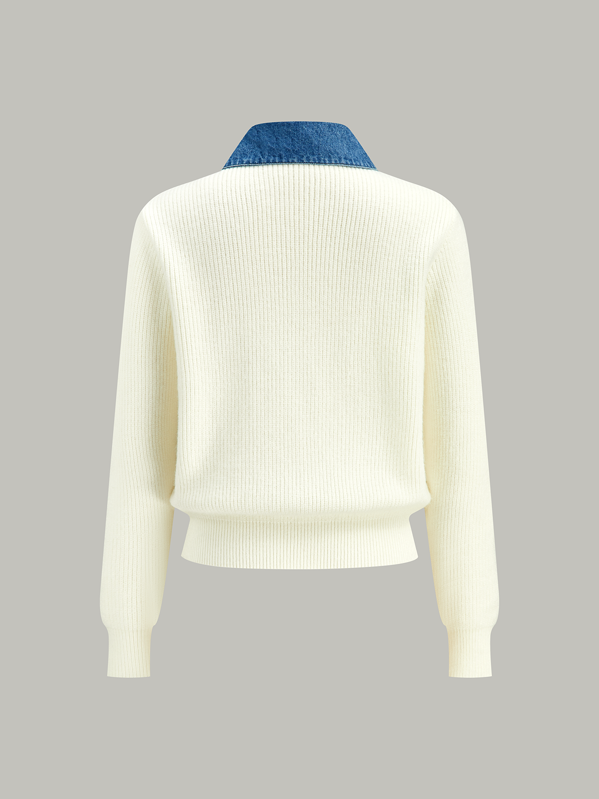 Denim Kenar Biyeli Örgü Hırka