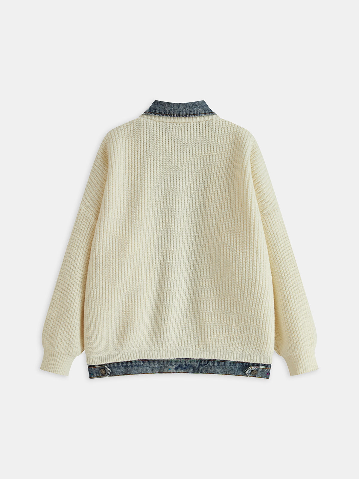 Denim Detaylı 2’si 1 Arada Triko Hırka