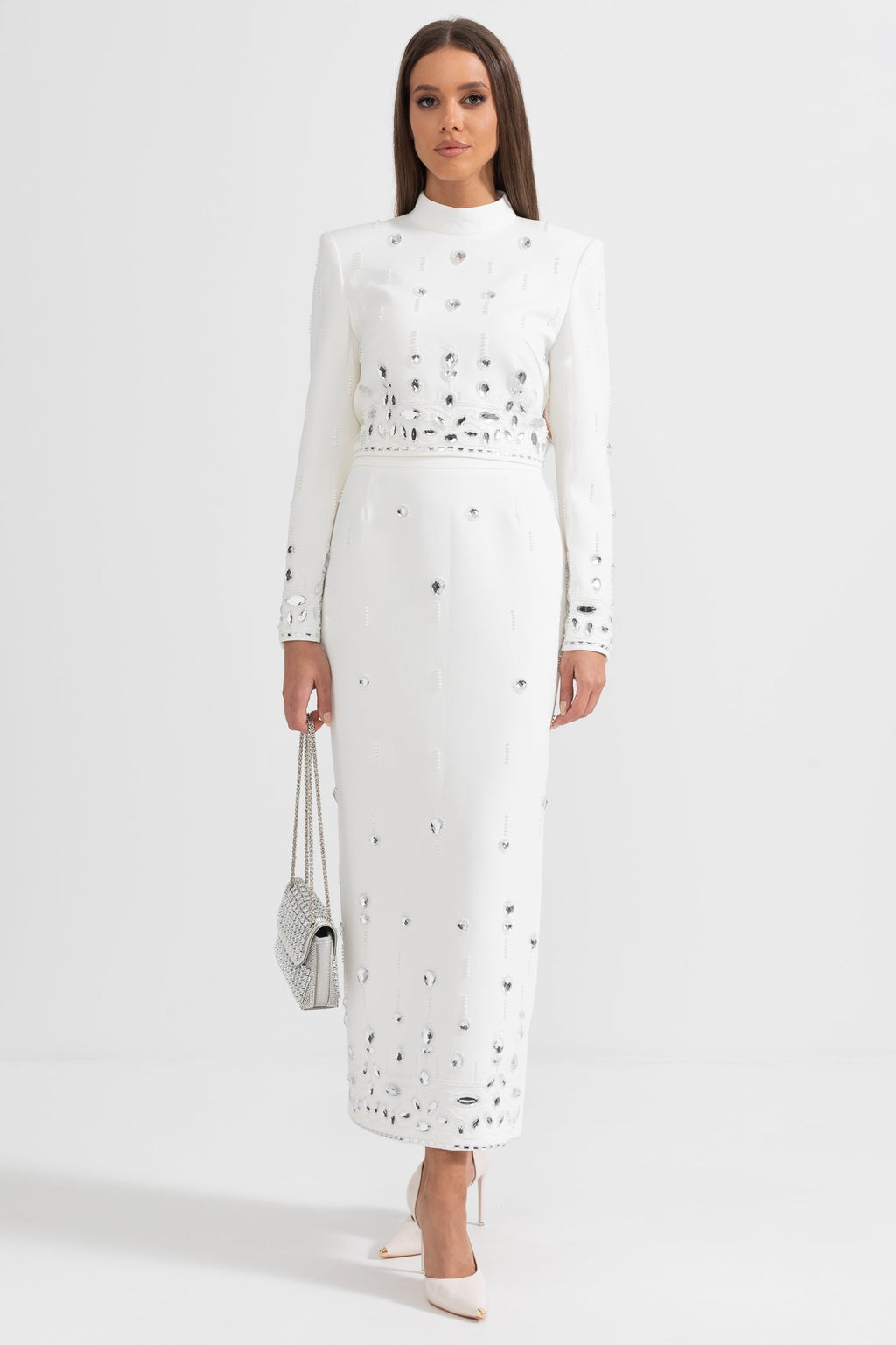 Elmas Süslemeli Maksi Etekli Set