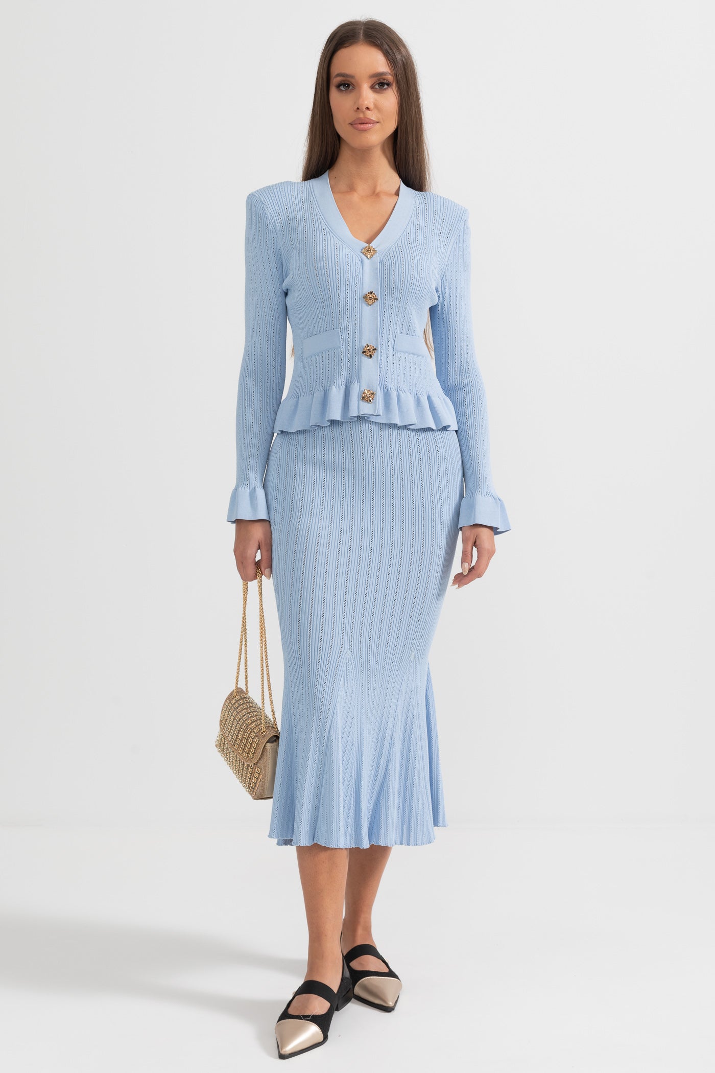 Fırfırlı Ceket & Kloş Etek Örgü Takım