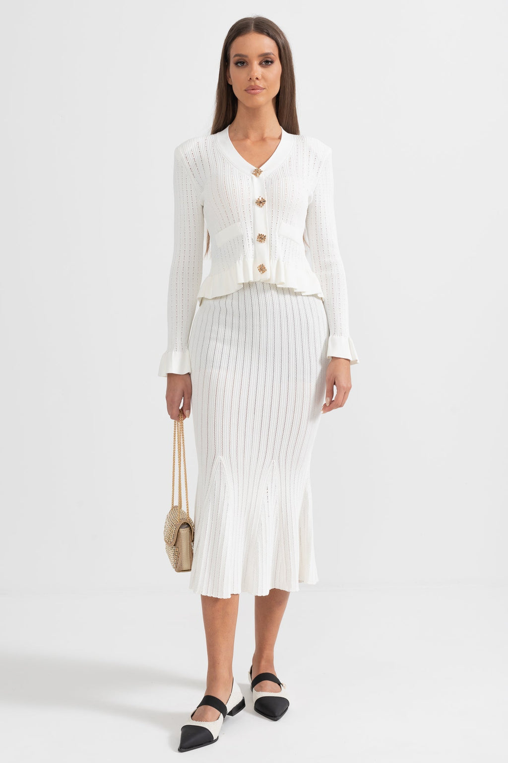 Fırfırlı Ceket & Kloş Etek Örgü Eşleştirme Seti