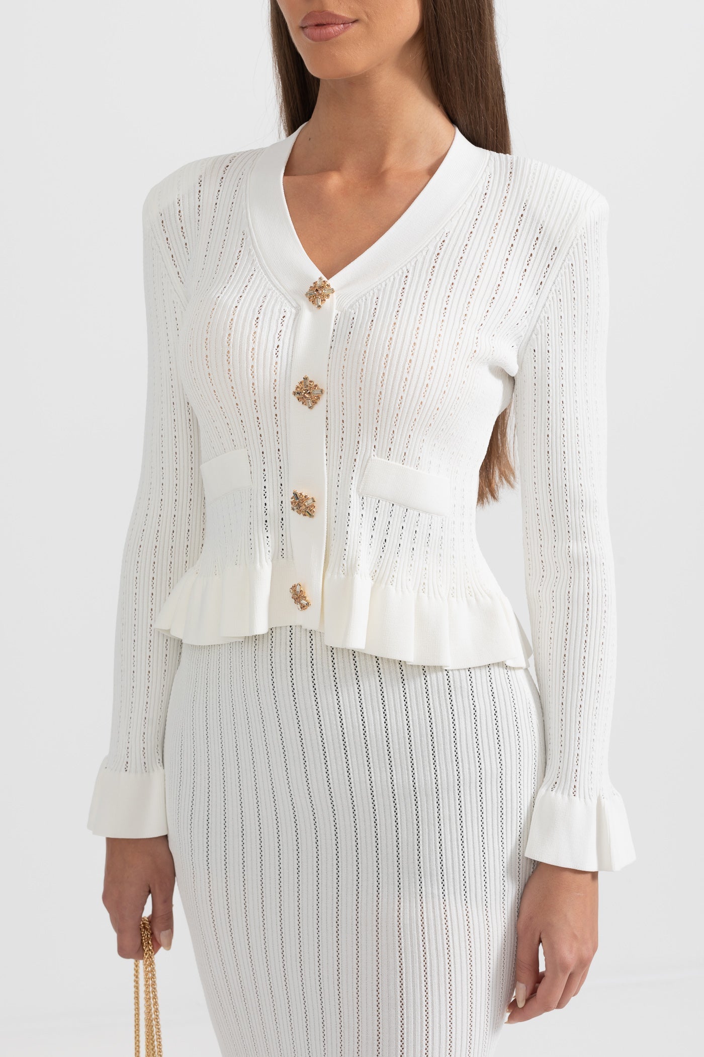 Fırfırlı Ceket & Kloş Etek Örgü Eşleştirme Seti