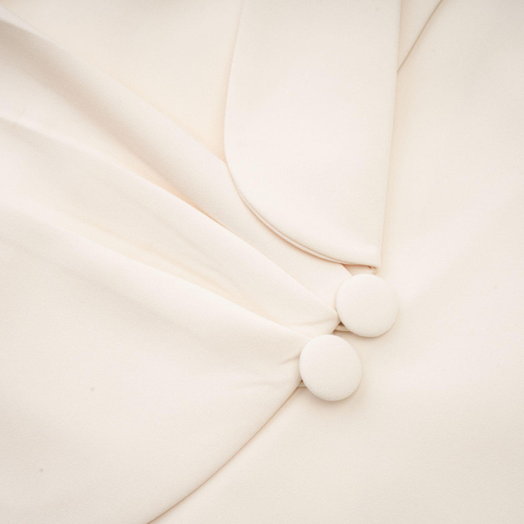 Opulent Grace İşlemeli Krem Blazer Elbise