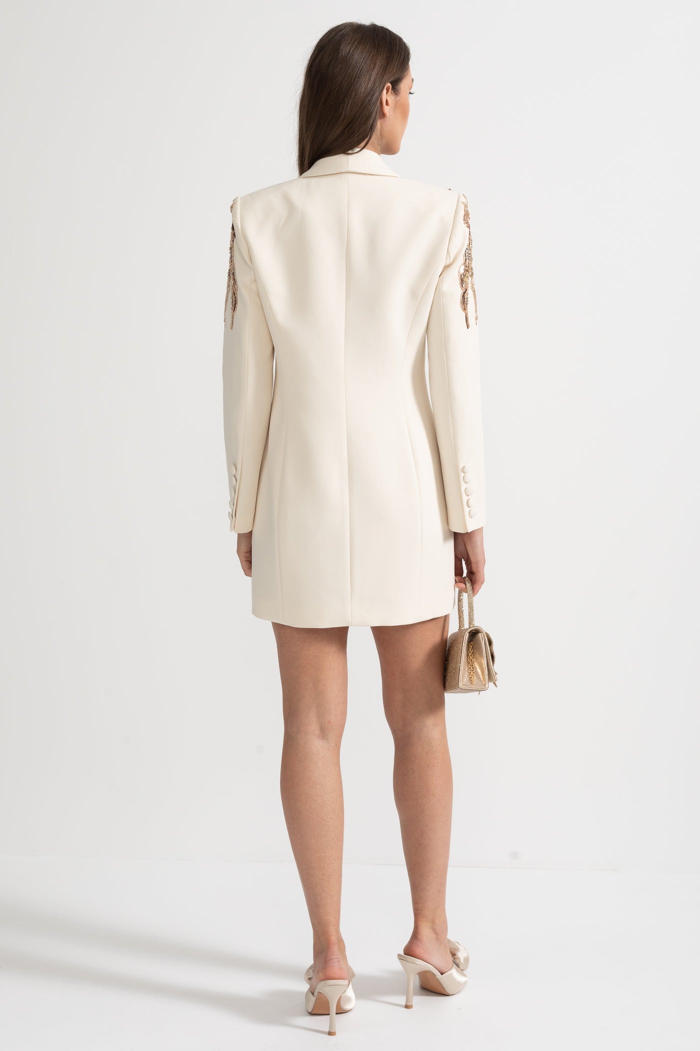 Karmaşık Omuz İşlemeli Drapeli Blazer