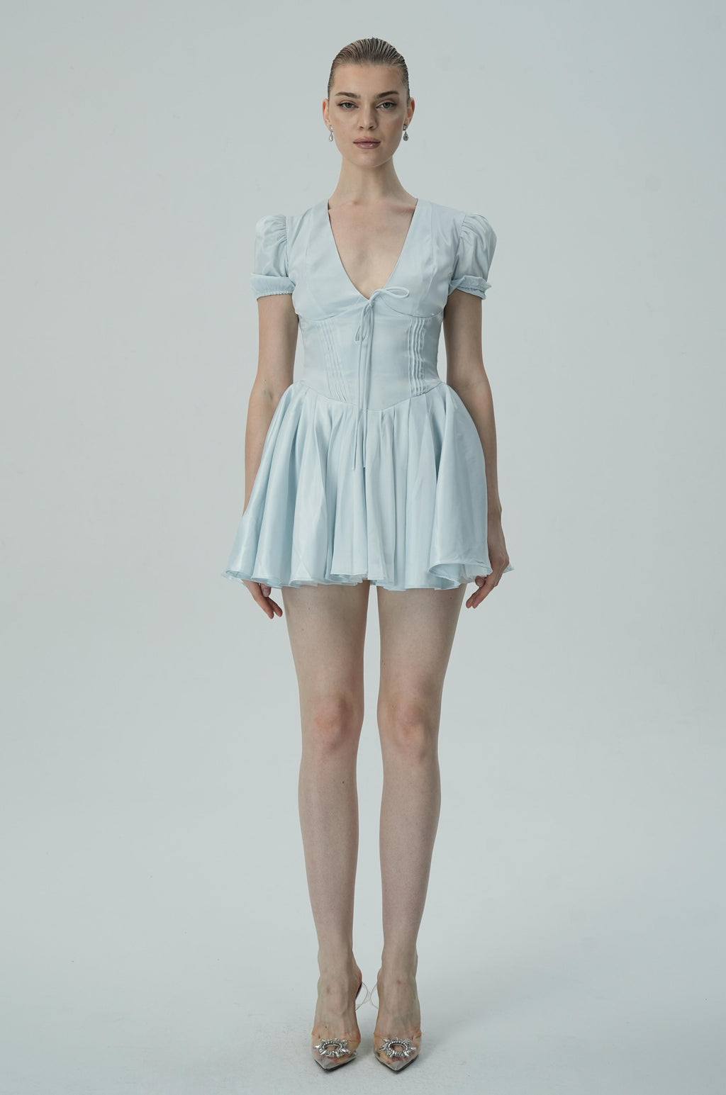 Şık Puf Kollu Mini Elbise