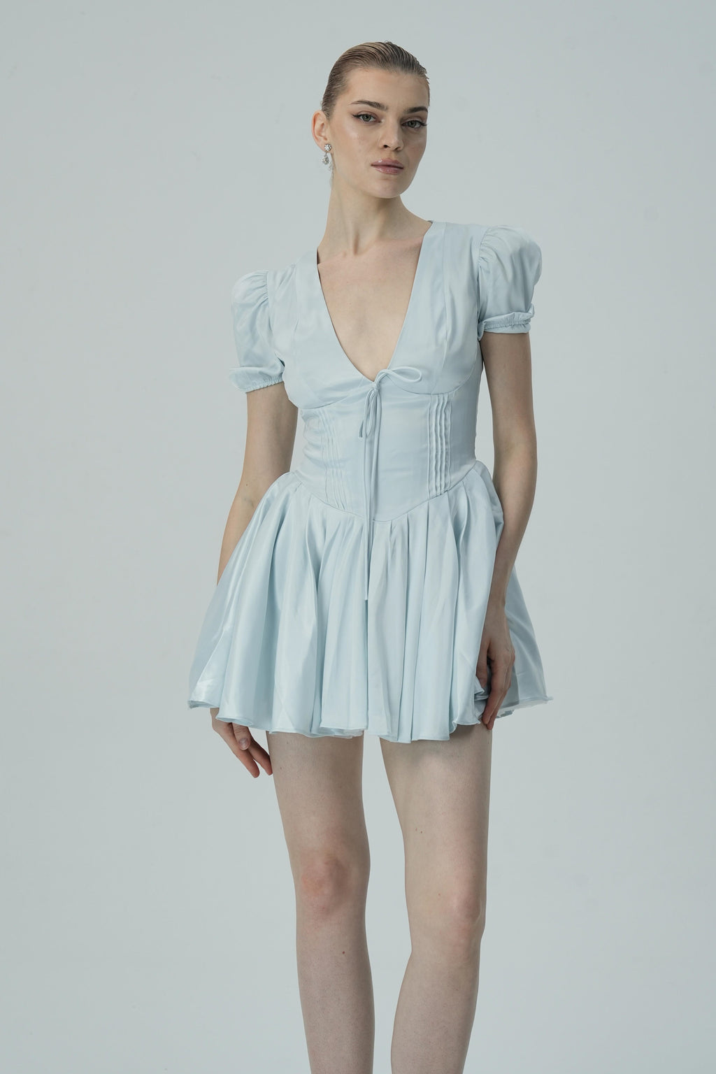 Şık Puf Kollu Mini Elbise